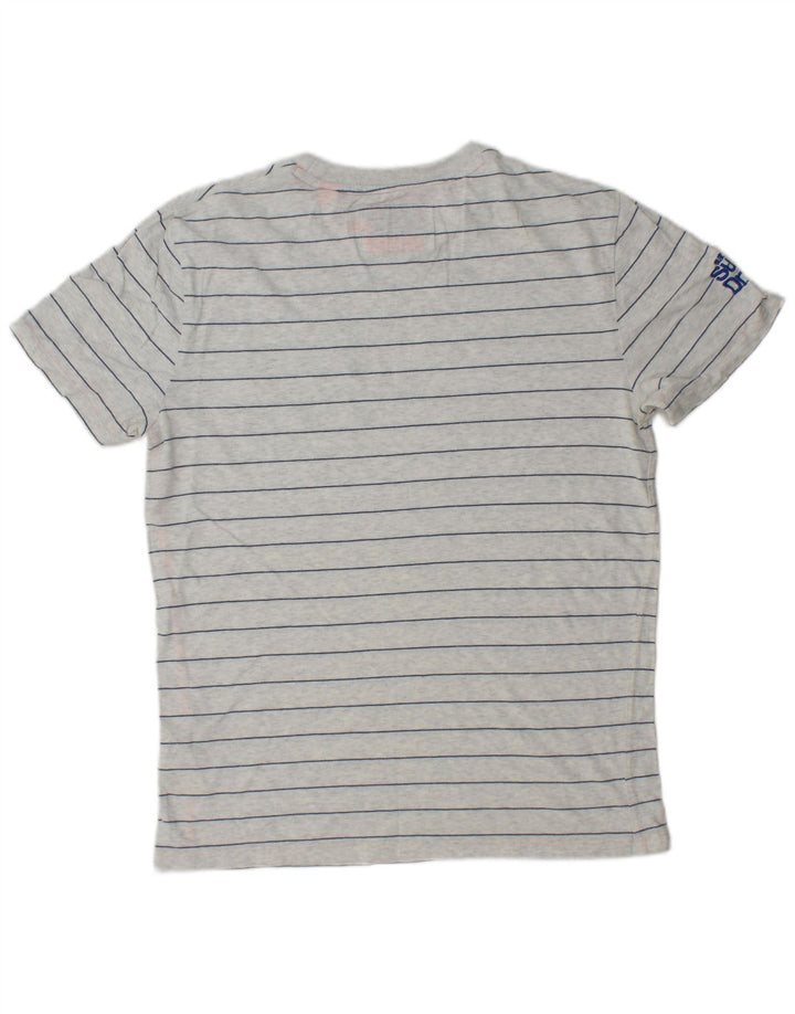 SUPERDRY Mens Graphic T-Shirt Top Medium Grey Striped Cotton