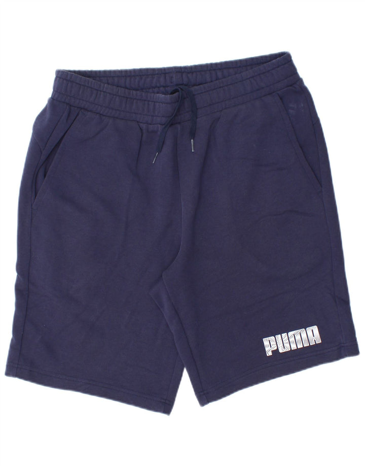 Puma Mens Graphic Sport Shorts Large Navy Blue Cotton