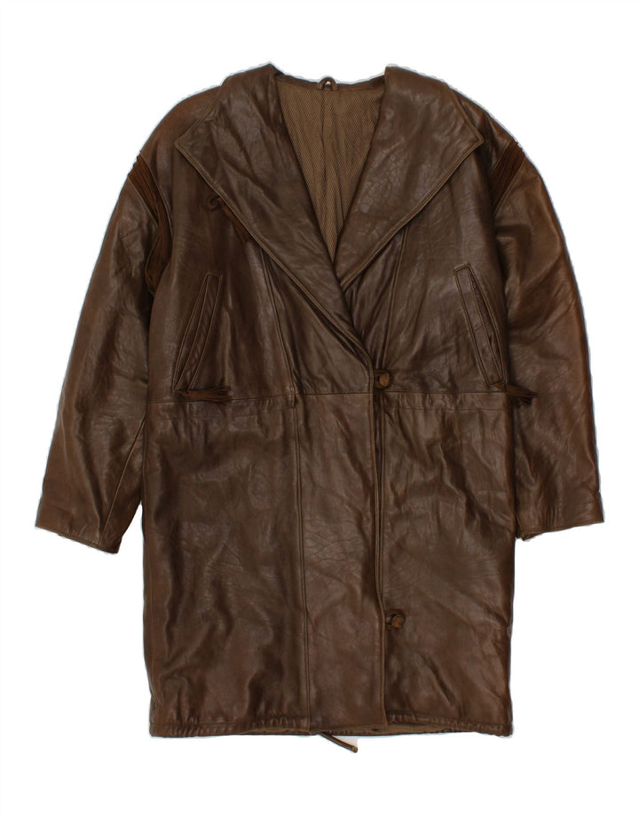VINTAGE Womens Leather Coat IT 40 Small Brown Leather Vintage Vintage and Second-Hand Vintage from Messina Hembry 