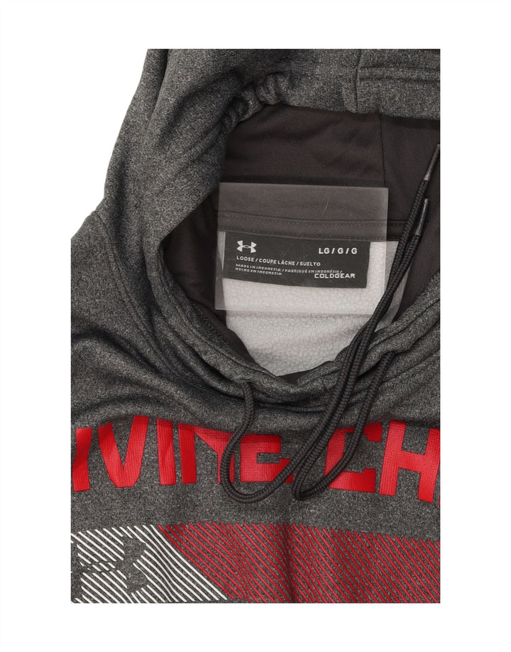 UNDER ARMOUR Mens Cold Gear Graphic Hoodie Jumper Large Grey Vintage Under Armour and Second-Hand Under Armour from Messina Hembry 