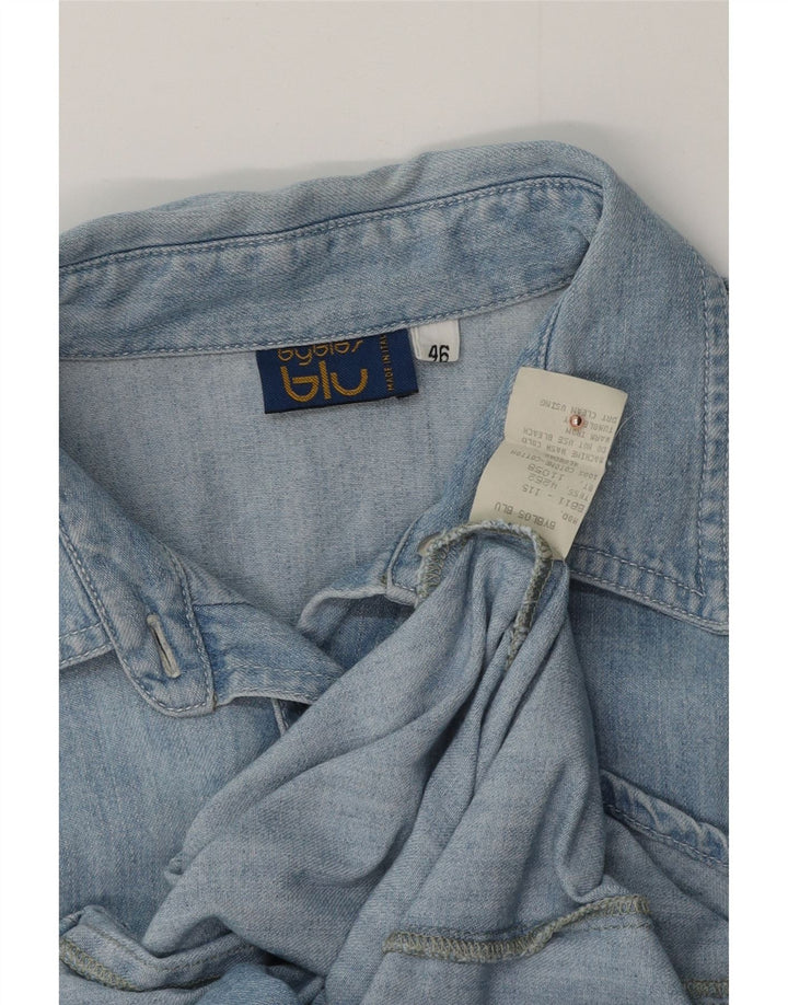 BYBLOS Womens Denim Shirt IT 46 Large Blue Cotton