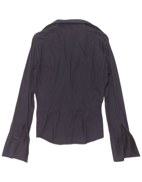 Max & Co. Womens Shirt Blouse UK 12 Medium Navy Blue Pinstripe Cotton