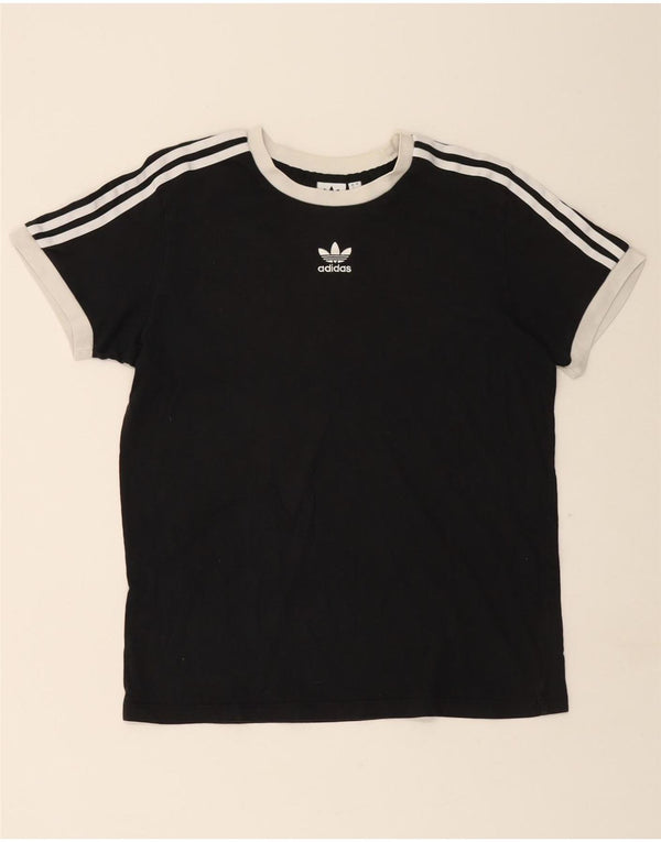 ADIDAS Womens T-Shirt Top UK 12 Medium Black Cotton