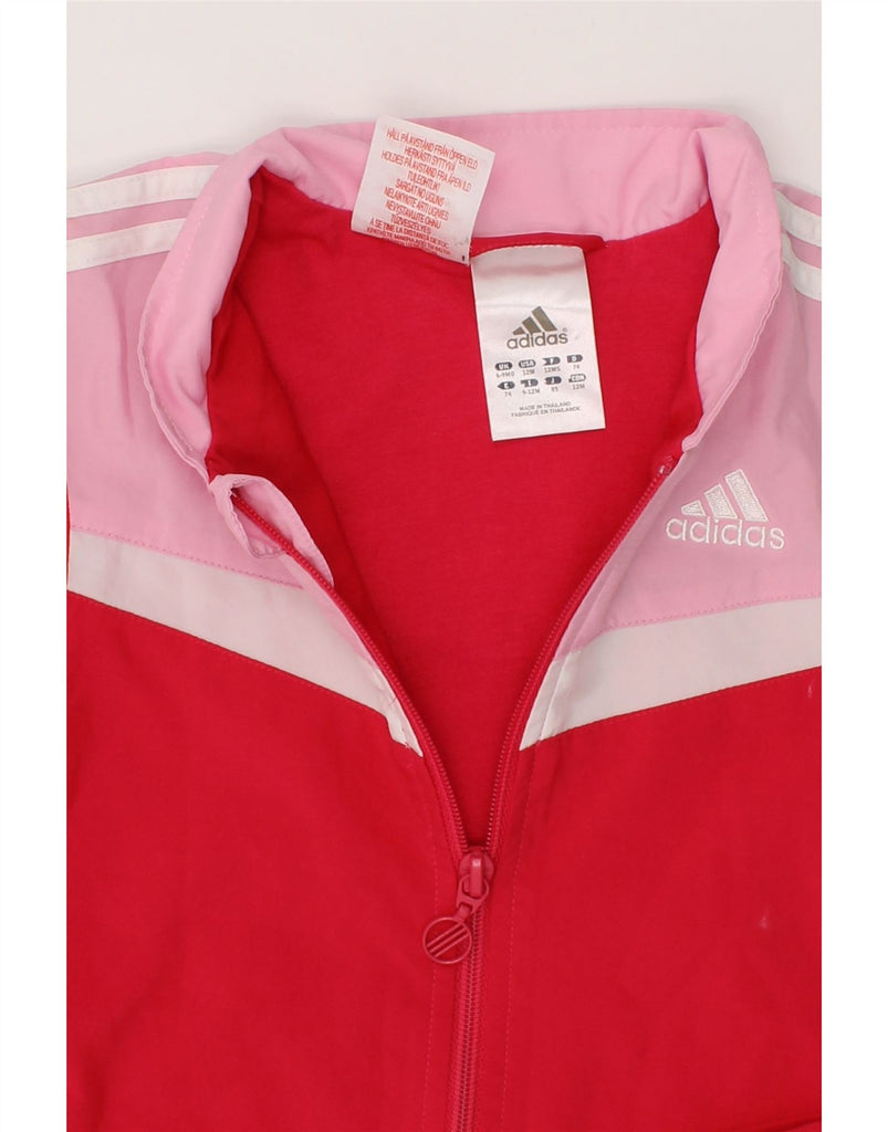 ADIDAS Baby Girls Graphic Tracksuit Top Jacket 6-9 Months Red Colourblock Vintage Adidas and Second-Hand Adidas from Messina Hembry 