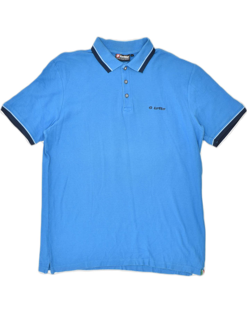 LOTTO Mens Polo Shirt Large Blue Cotton | Vintage | Thrift | Second-Hand | Used Clothing | Messina Hembry 