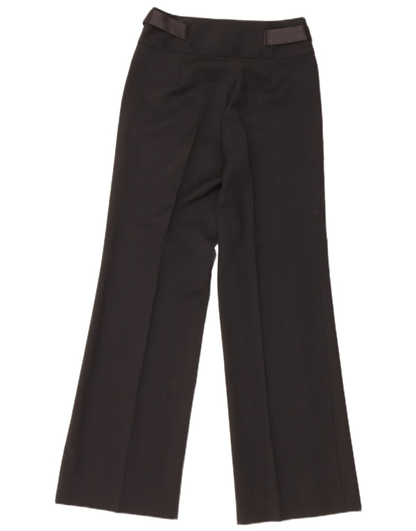 Massimo Dutti Womens Wide Leg Casual Trousers EU 36 XS W26 L30 Black Wool