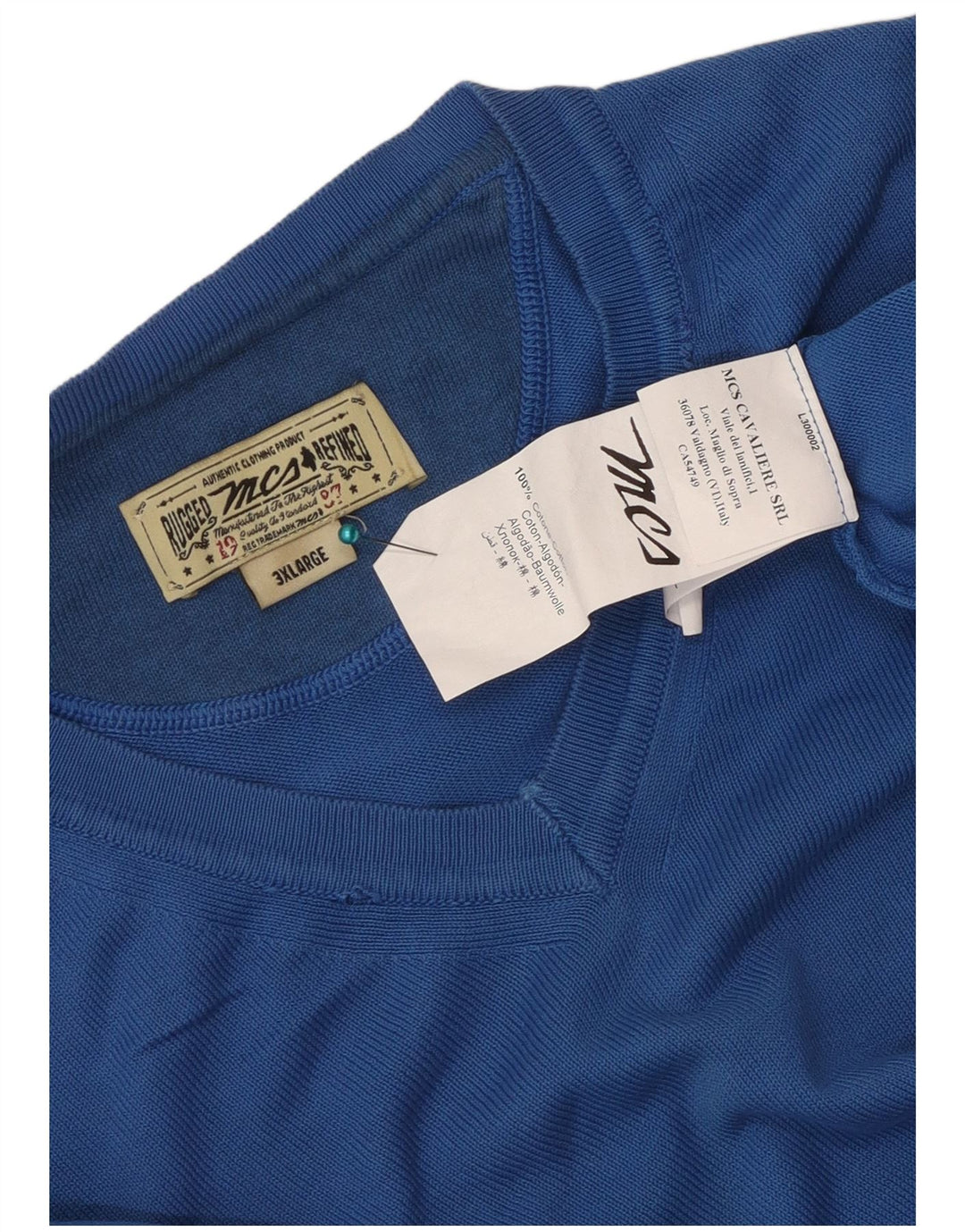 Marlboro Classics Mens V-Neck Jumper Sweater 3XL Blue Cotton