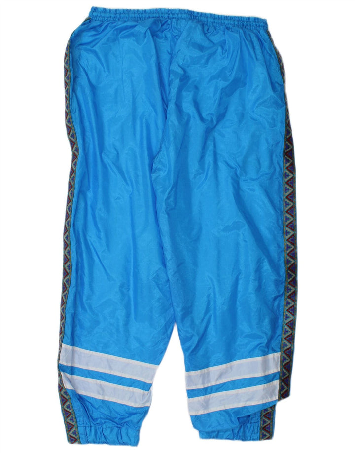 Vintage Mens Tracksuit Trousers Joggers Medium  Blue Colourblock Polyamide