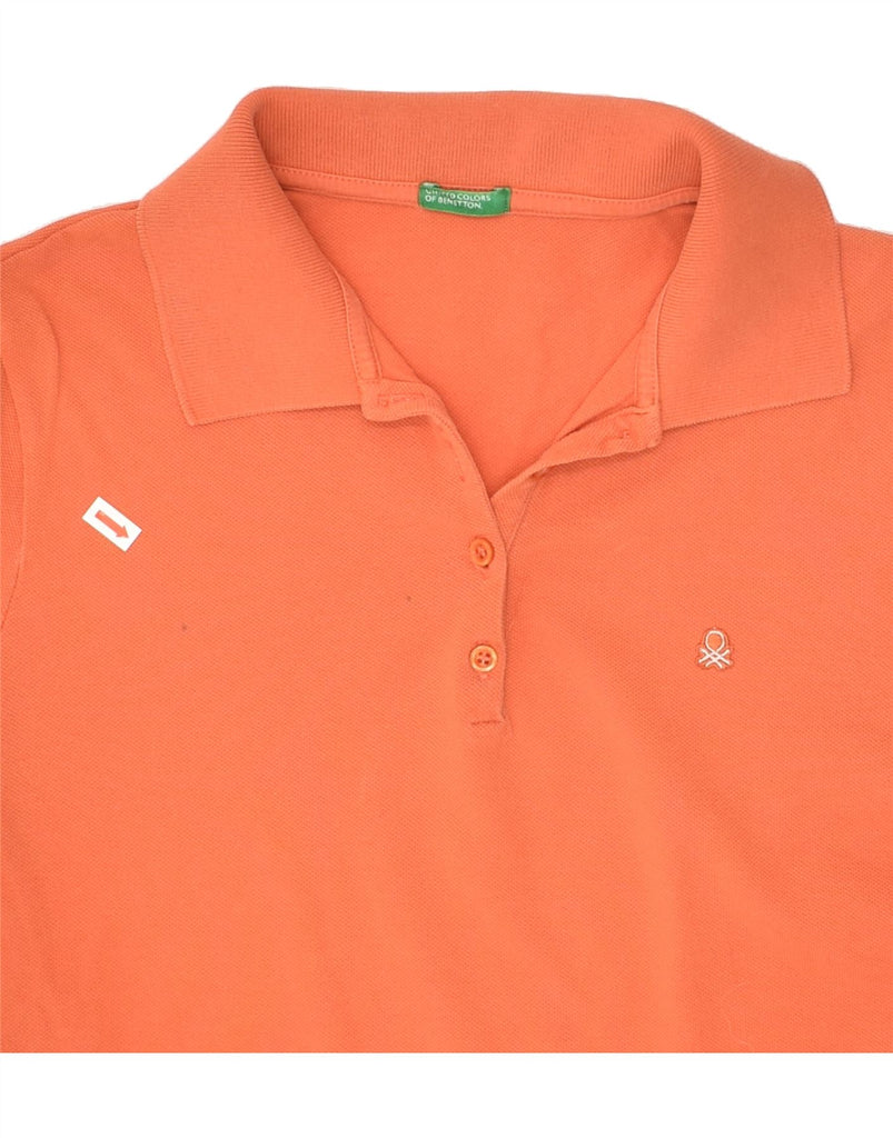 BENETTON Womens Polo Shirt UK 12 Medium Orange Cotton | Vintage Benetton | Thrift | Second-Hand Benetton | Used Clothing | Messina Hembry 