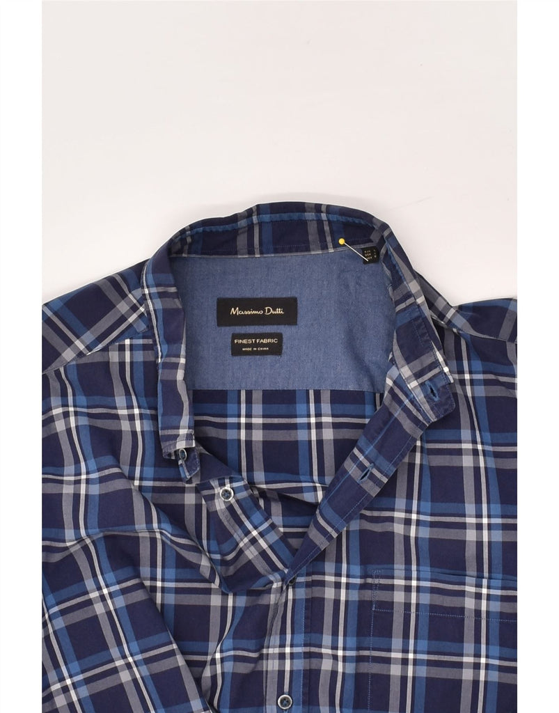 MASSIMO DUTTI Mens Finest Fabric Shirt Large Navy Blue Check | Vintage Massimo Dutti | Thrift | Second-Hand Massimo Dutti | Used Clothing | Messina Hembry 