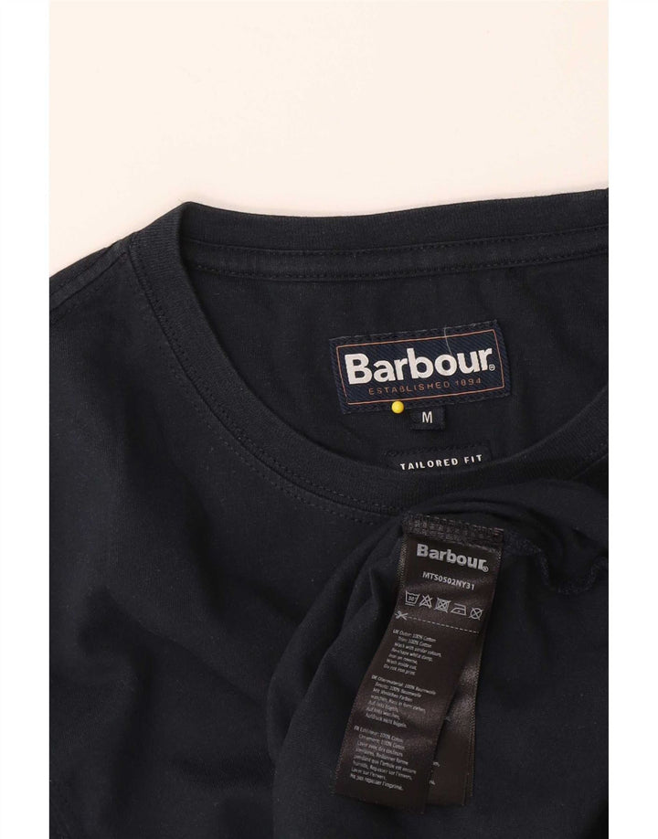 Barbour Mens Tailored Fit Graphic T-Shirt Top Medium Navy Blue Cotton