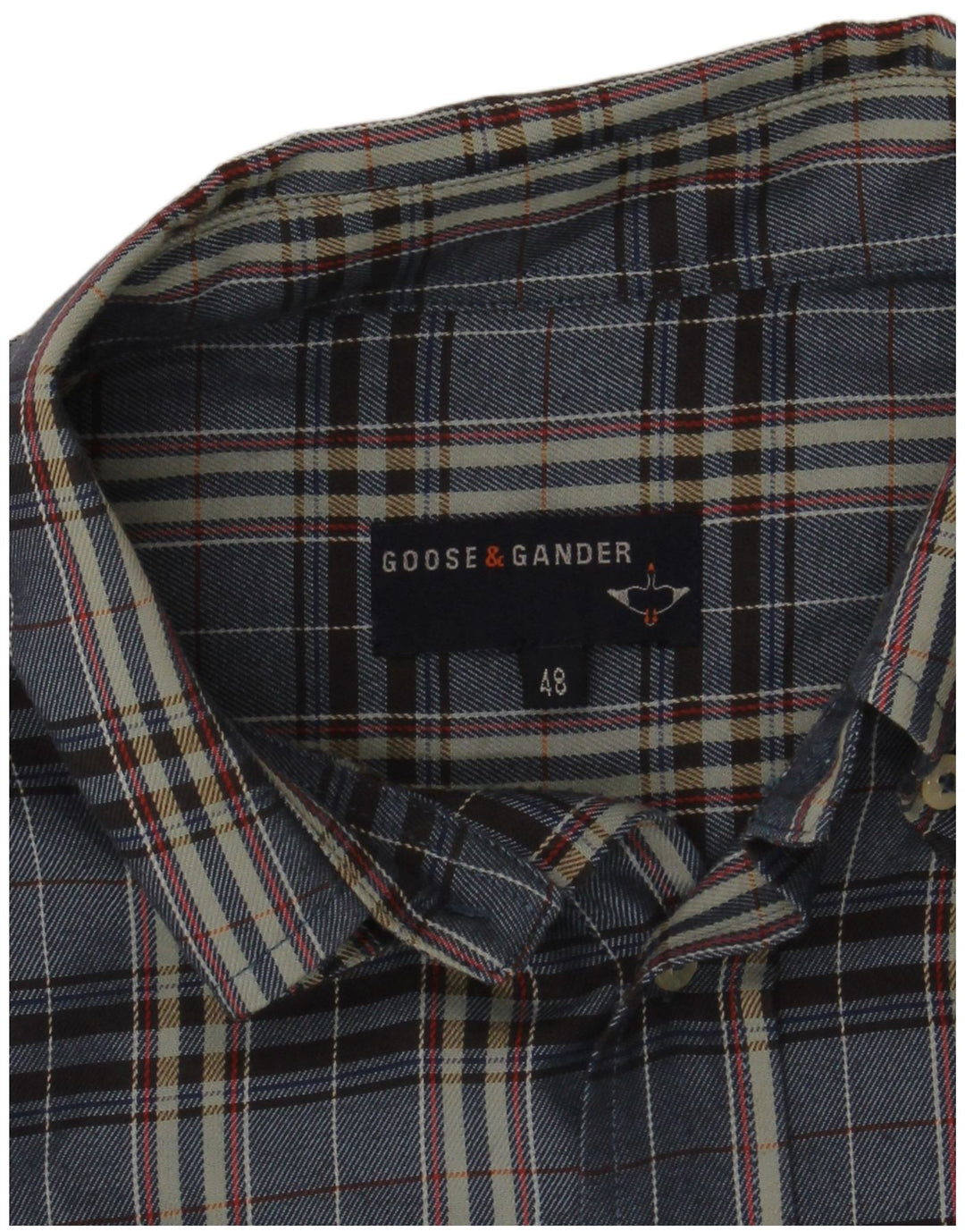 Goose & Gander Mens Flannel Shirt IT 48 Medium Navy Blue Check