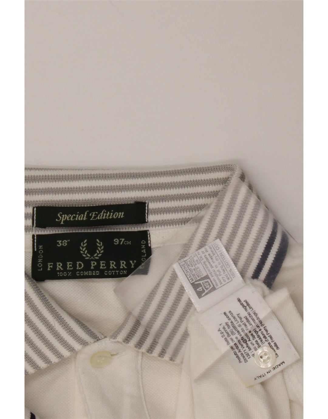 FRED PERRY Mens Special Edition Polo Shirt Small White Cotton