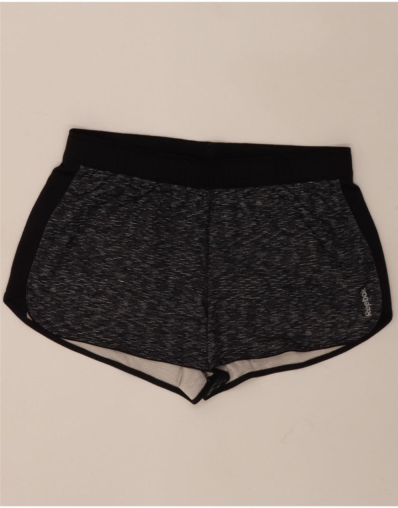 REEBOK Womens Sport Shorts UK 16 Large Grey Flecked Polyester Vintage Reebok and Second-Hand Reebok from Messina Hembry 