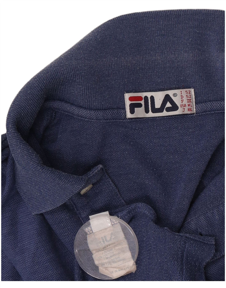 Fila Mens Polo Shirt IT 52 Large Blue Cotton