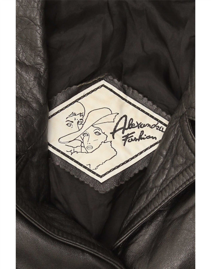Vintage Womens Leather Coat UK 12 Medium Black