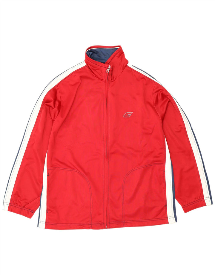 F.LLI Campagnolo Mens Tracksuit Top Jacket Medium Red Colourblock Polyester