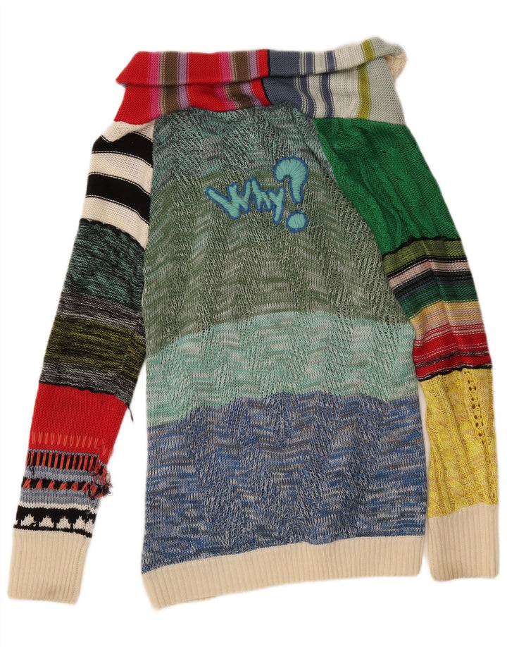 DESIGUAL Womens Cardigan Sweater UK 16 Large Multicoloured Patchwork
