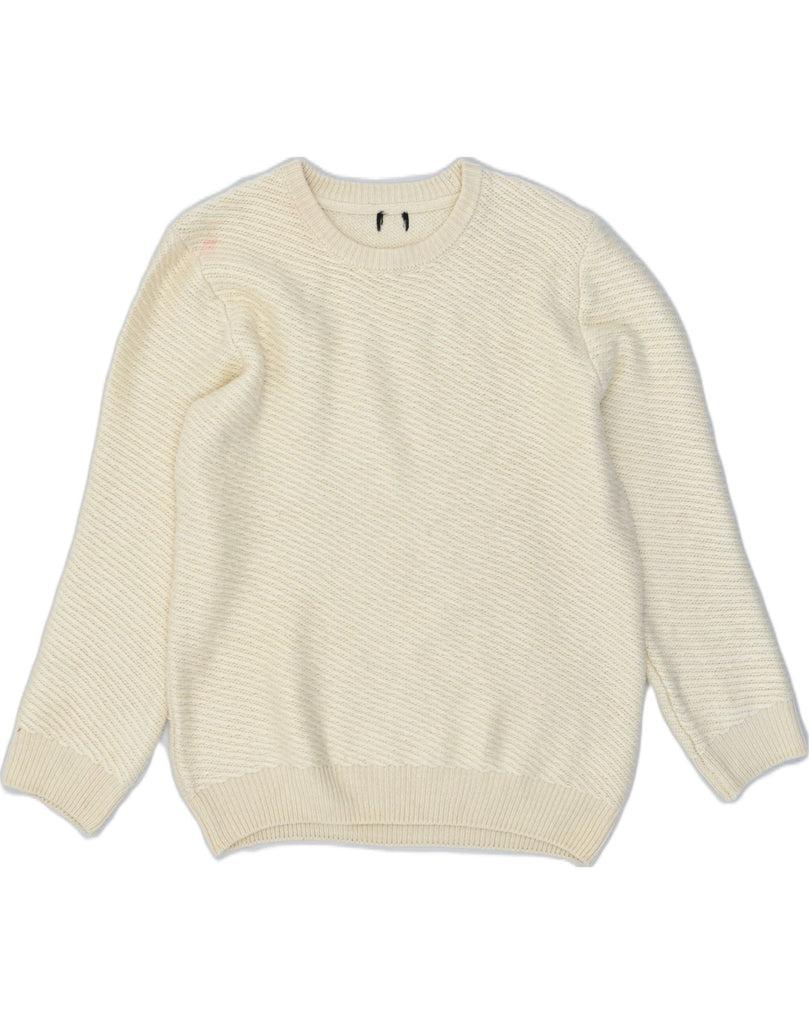 VINTAGE Womens Crew Neck Jumper Sweater UK 16 Large Beige Acrylic | Vintage | Thrift | Second-Hand | Used Clothing | Messina Hembry 