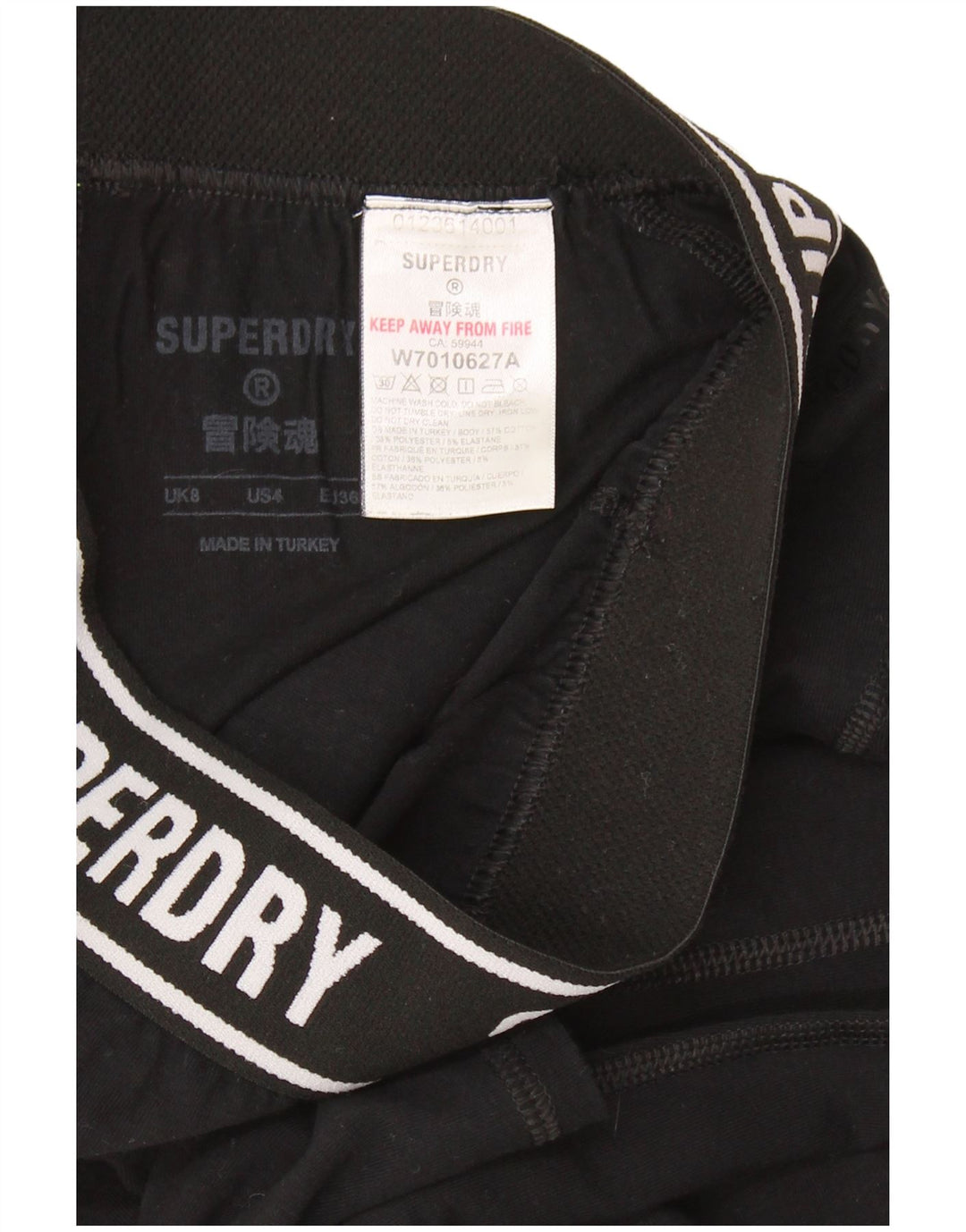SUPERDRY Womens Graphic Leggings UK 8 Small Black Cotton