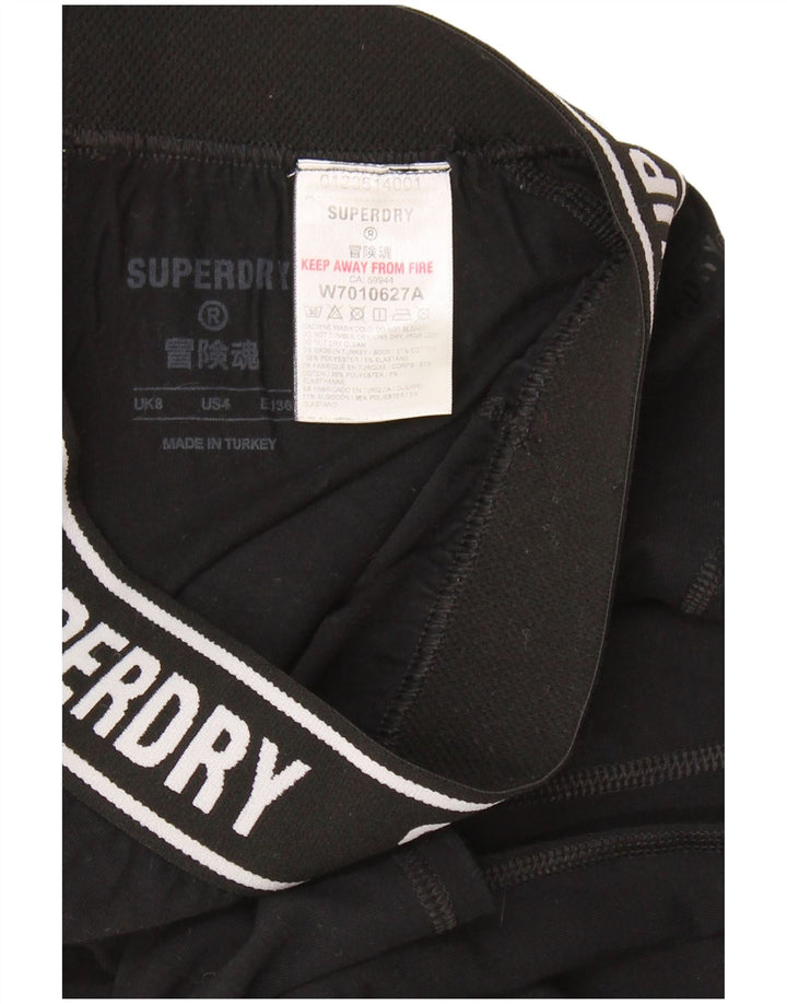 SUPERDRY Womens Graphic Leggings UK 8 Small Black Cotton