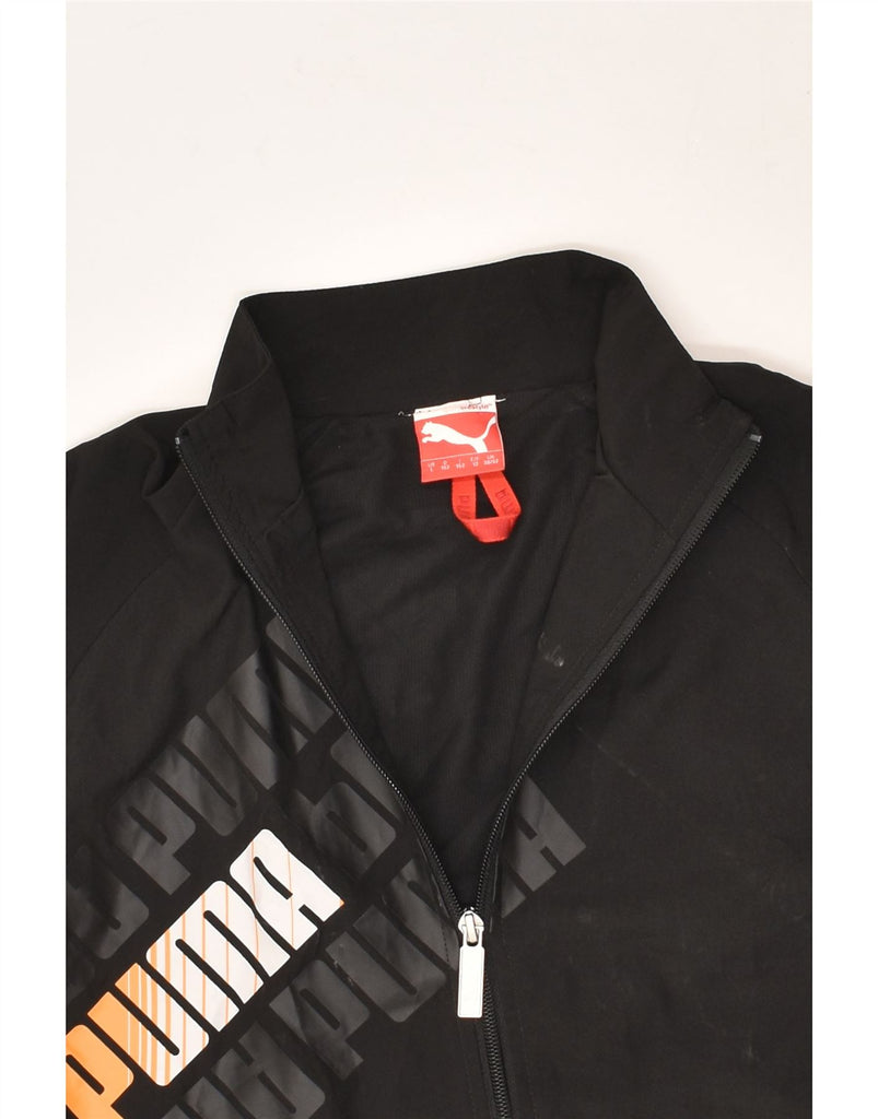 PUMA Boys Graphic Tracksuit Top Jacket 11-12 Years Large Black Polyester | Vintage Puma | Thrift | Second-Hand Puma | Used Clothing | Messina Hembry 