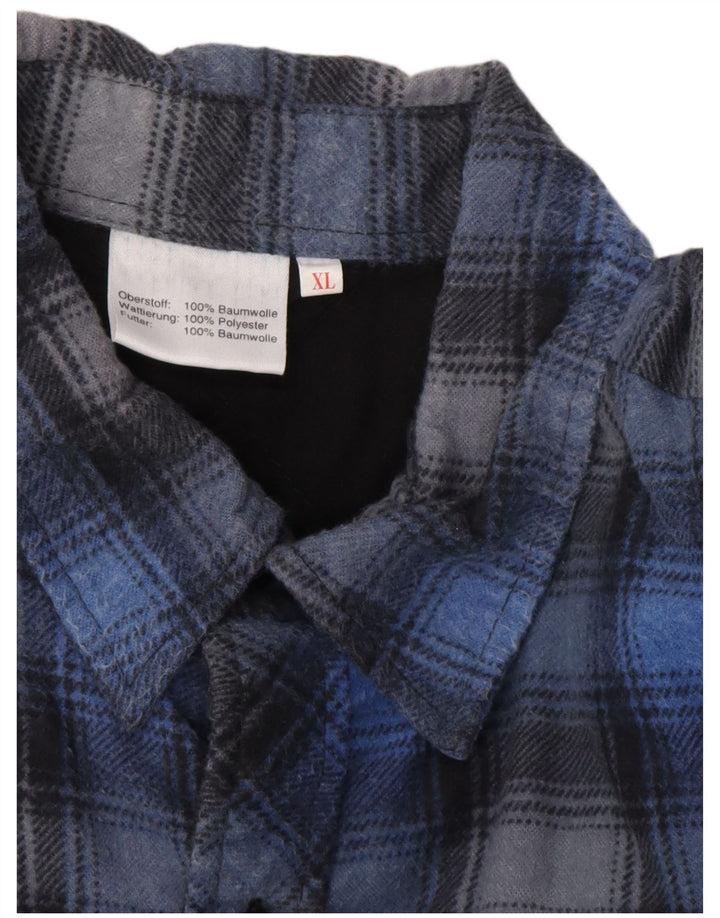 VINTAGE Mens Flannel Shirt XL Blue Check Cotton