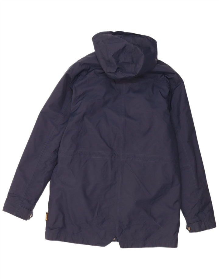 JACK WOLFSKIN Boys Hooded Windbreaker Coat 15-16 Years Navy Blue Polyamide
