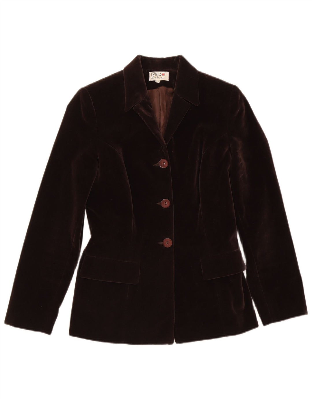 Lybido Womens 3 Button Velvet Blazer Jacket IT 42 Medium Brown Cotton