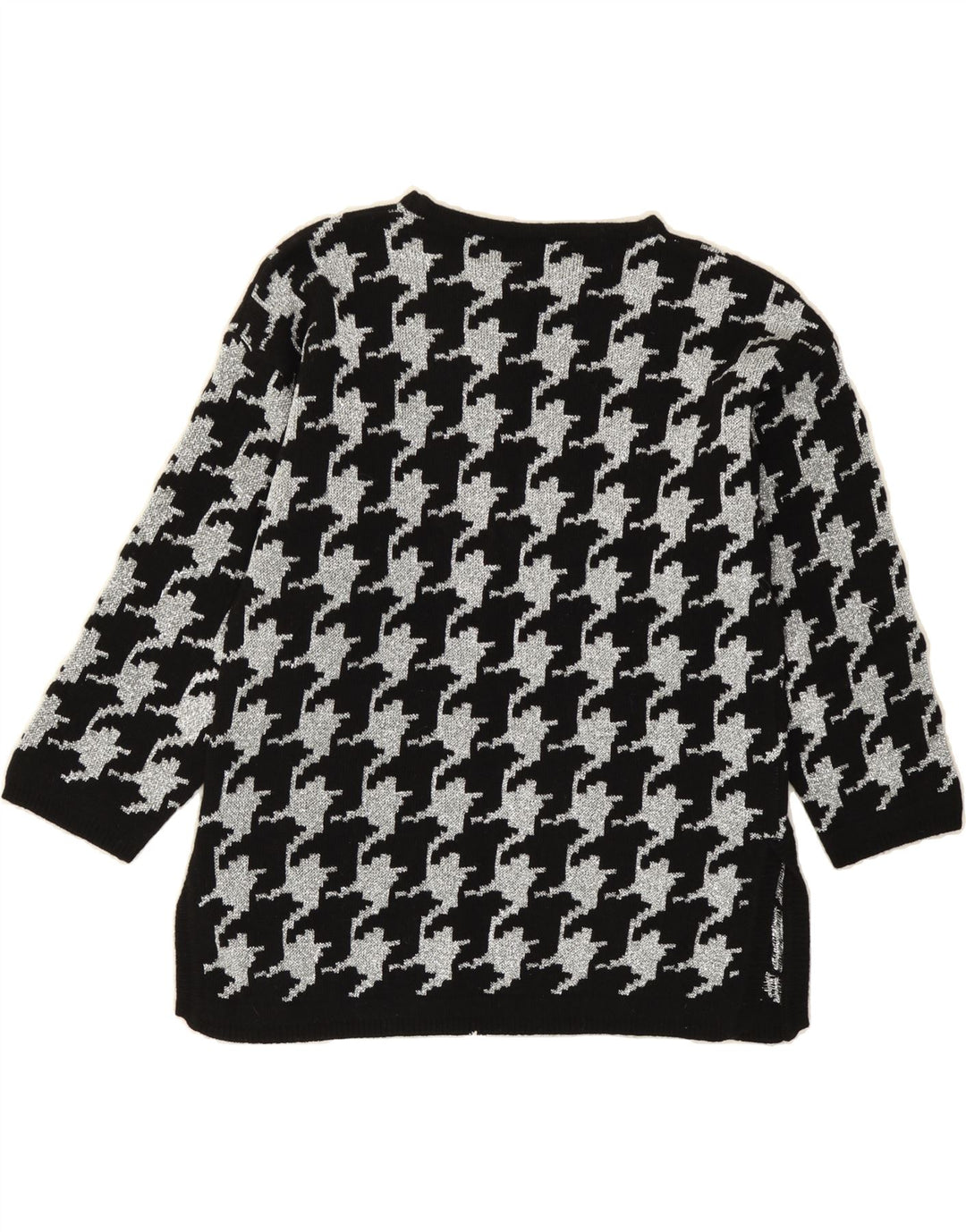I BLUES Womens Boat Neck Jumper Sweater UK 10 Small Silver Houndstooth Vintage i Blues and Second-Hand i Blues from Messina Hembry 