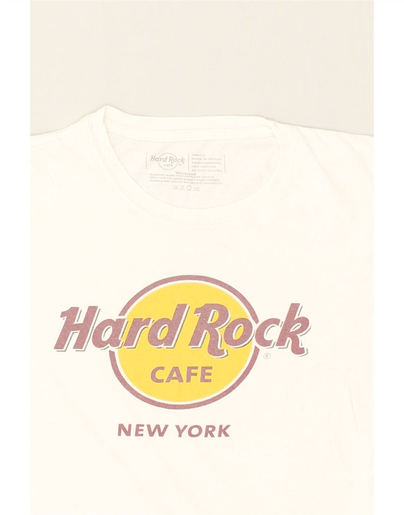 HARD ROCK CAFE Womens New York Graphic T-Shirt Top UK 6 XS White Cotton | Vintage Hard Rock Cafe | Thrift | Second-Hand Hard Rock Cafe | Used Clothing | Messina Hembry 