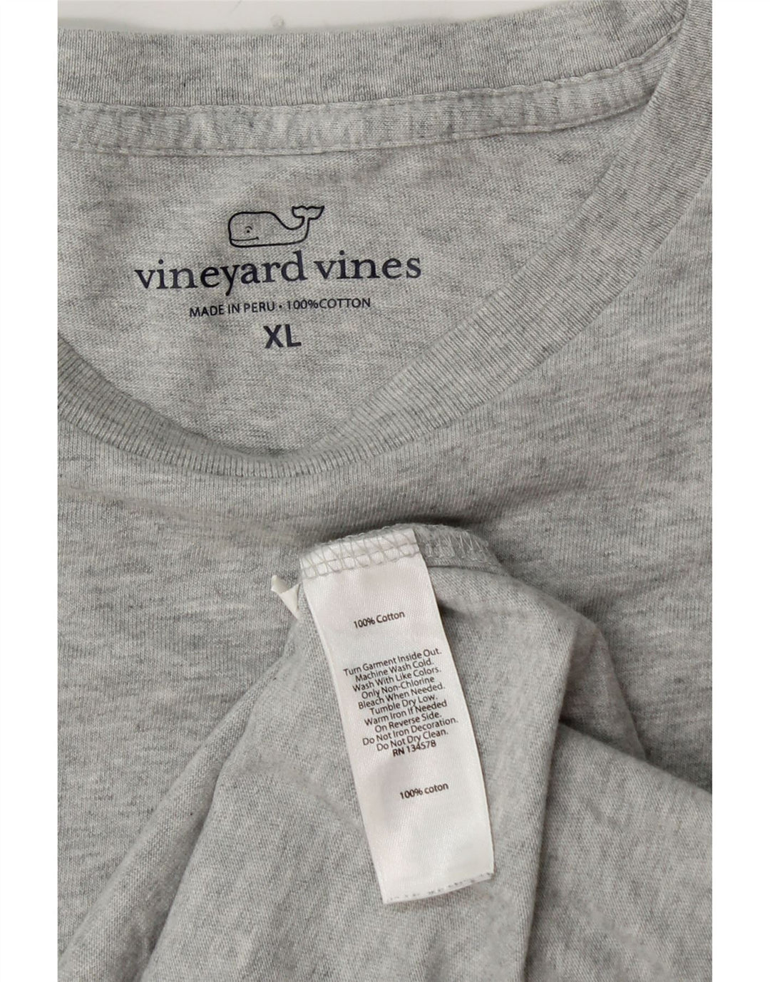 VINEYARD VINES Mens Graphic Top Long Sleeve XL Grey Cotton