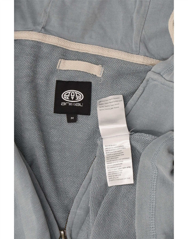 Animal Mens Zip Hoodie Sweater Medium Blue Flecked Cotton