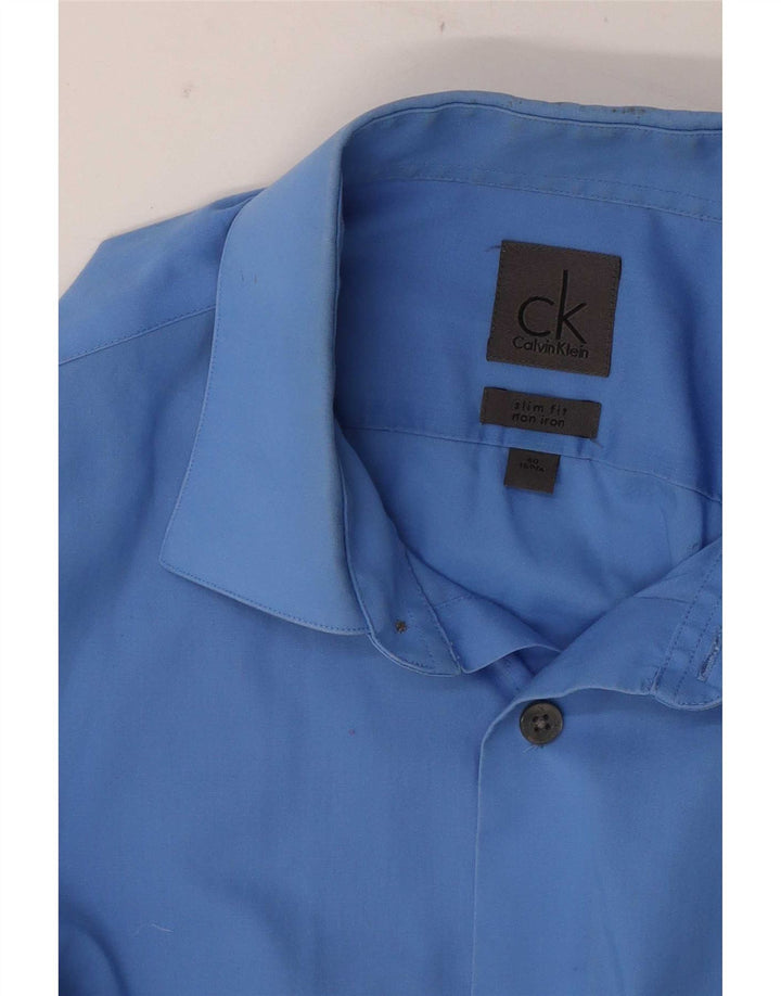 Calvin Klein Mens Slim Fit Shirt Size 40 16 3/4 Large Blue