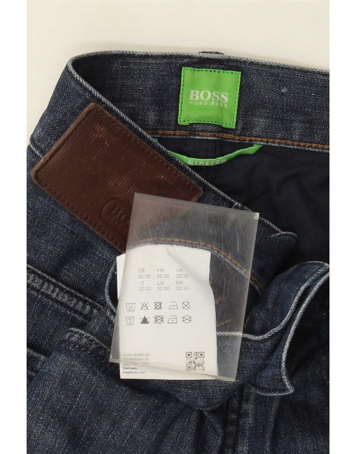 Hugo Boss Mens Stretch Straight Jeans W32 L30 Navy Blue Cotton