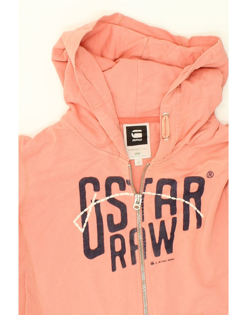 G-STAR Womens Graphic Zip Hoodie Sweater UK 10 Small Orange Cotton | Vintage G-Star | Thrift | Second-Hand G-Star | Used Clothing | Messina Hembry 