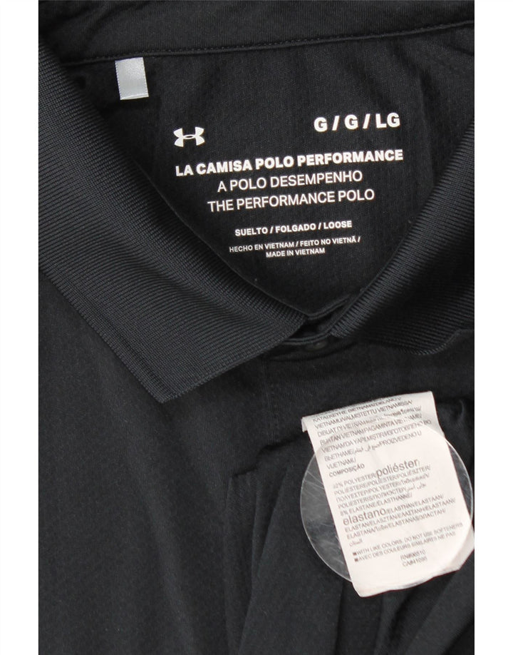 UNDER ARMOUR Mens Polo Shirt Large Black Polyester