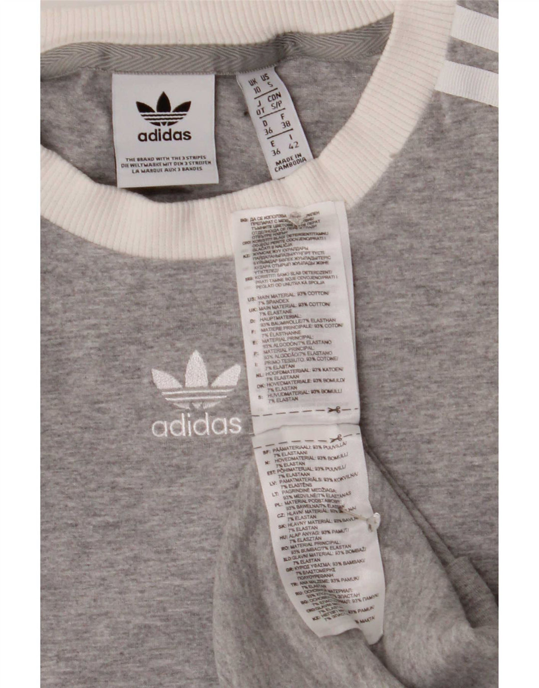 Adidas Womens Top Long Sleeve UK 10 Small Grey Cotton