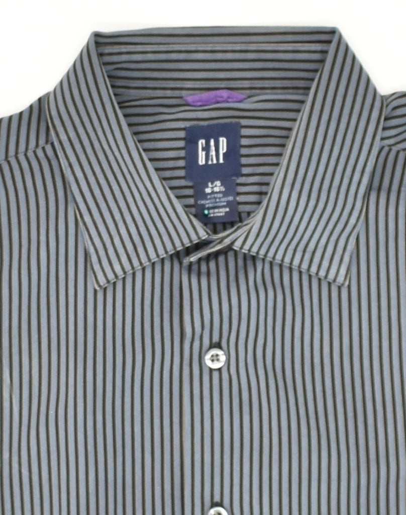 GAP Mens Premium Fitted Shirt Large Blue Striped Cotton | Vintage Gap | Thrift | Second-Hand Gap | Used Clothing | Messina Hembry 