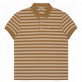 Lacoste Mens Polo Shirt Size 4 Medium Brown Striped Cotton