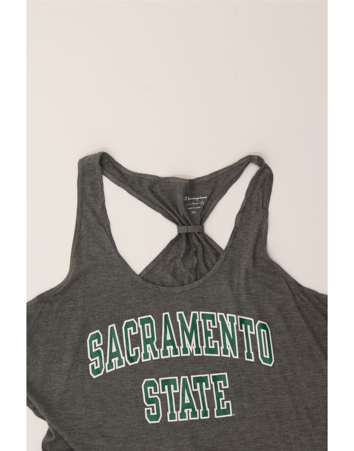 CHAMPION Womens Sacramento Graphic Vest Top UK 20 2XL Grey Polyester Vintage Champion and Second-Hand Champion from Messina Hembry 