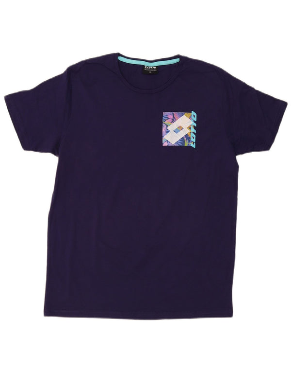 LOTTO Womens T-Shirt Top UK 18 XL Navy Blue Cotton