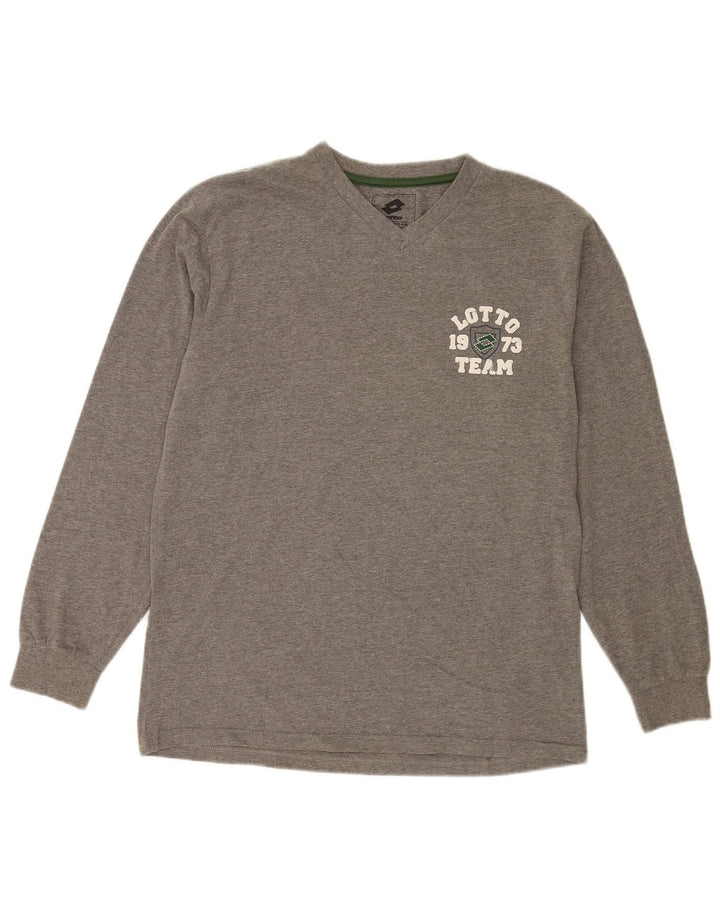 Lotto Mens Graphic Top Long Sleeve Large Grey Cotton