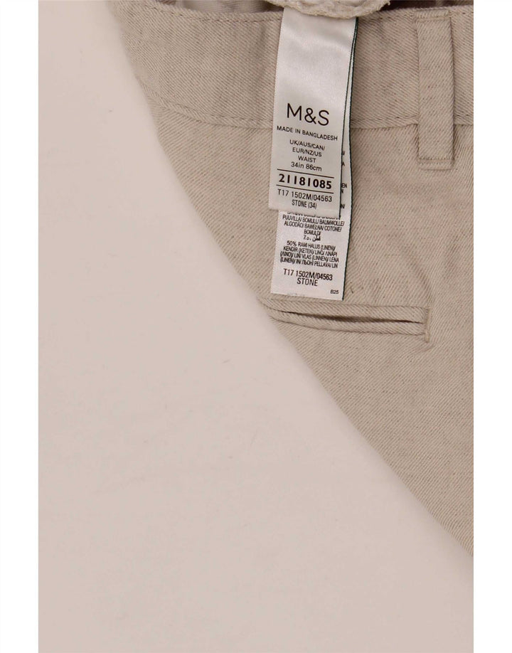 Marks & Spencer Mens Chino Shorts Large W34 Grey Flax
