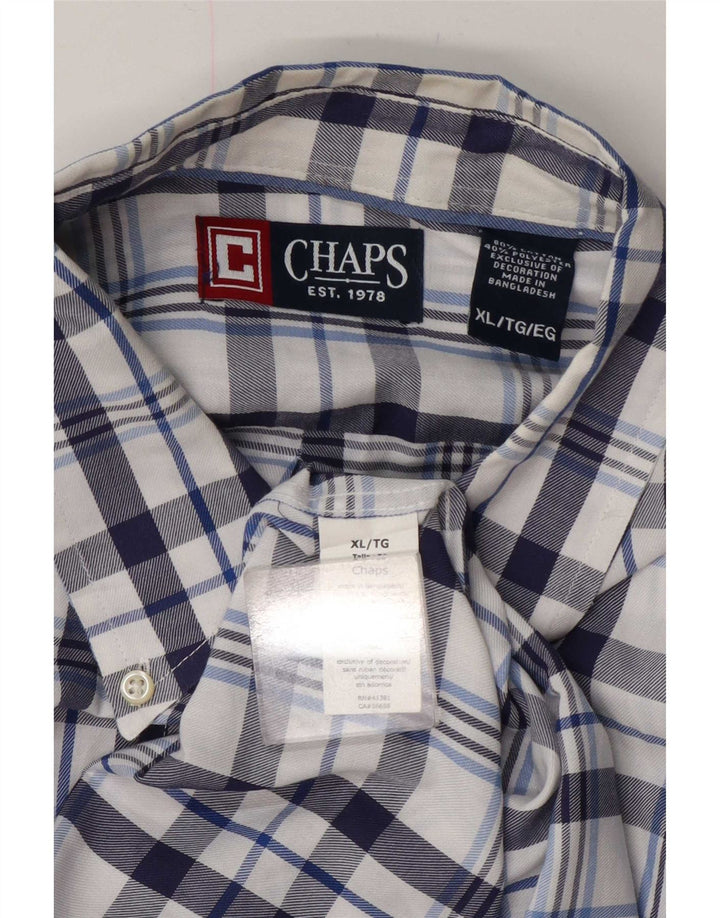 Chaps Mens Flannel Shirt XL Navy Blue Plaid Cotton
