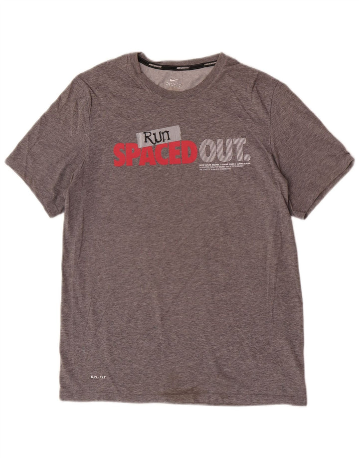 Nike Mens Dri Fit Graphic T-Shirt Top Medium Grey Cotton