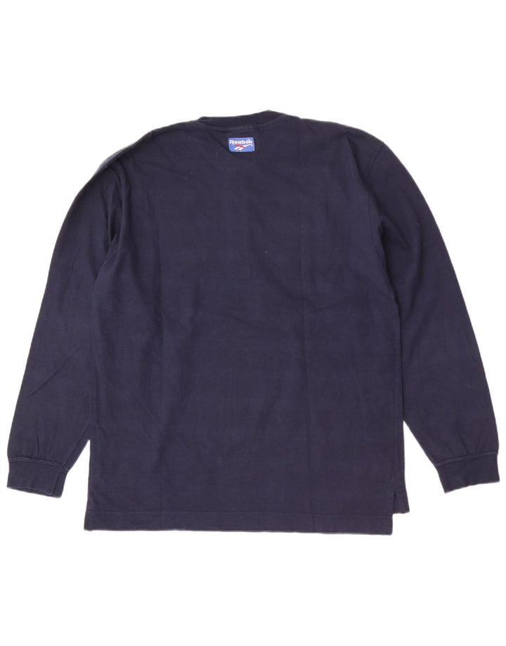 Reebok Mens Top Long Sleeve Small Navy Blue Cotton