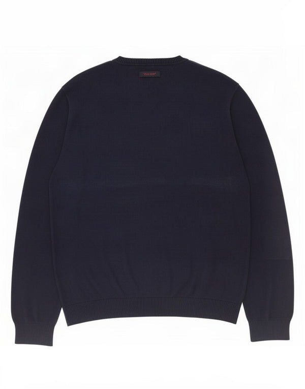 Tommy Hilfiger Mens V-Neck Jumper Sweater XL Navy Blue Cotton