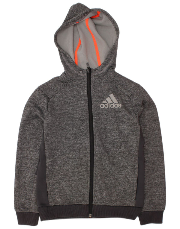 Adidas Boys Climawarm Graphic Zip Hoodie Sweater 9-10 Years Grey