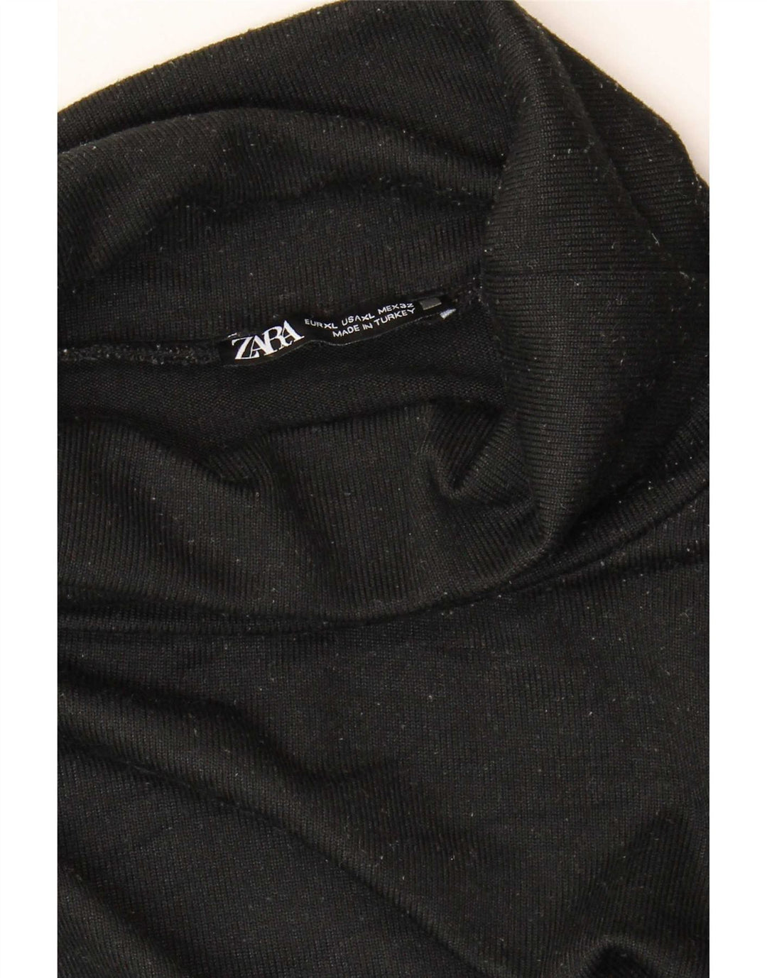 Zara Womens Roll Neck Top Long Sleeve UK 18 XL Black